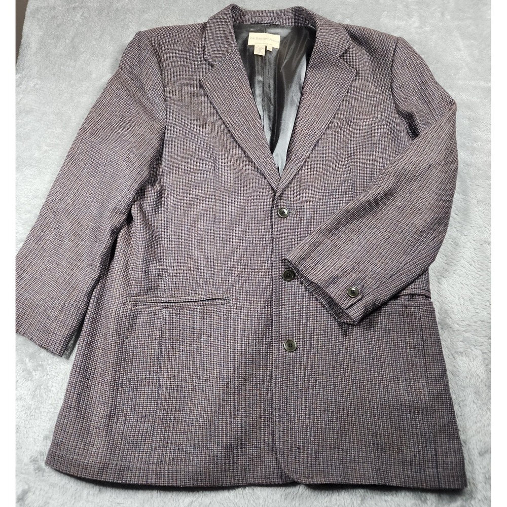 The Territory Ahead‎ Blazer Mens 44L Brown Blue Silk Tweed Sport Coat Jacket